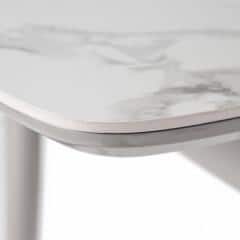 Jídelní stůl 110+30x75 cm, keramická deska bílý mramor, masiv, šedý vysoký lesk HT-401M WT