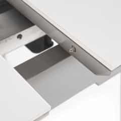 Jídelní stůl 110+30x75 cm, keramická deska bílý mramor, masiv, šedý vysoký lesk HT-401M WT
