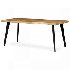 Jídelní stůl, 180x90x75 cm, MDF deska, 3D dekor divoký dub, kov, černý lak HT-880 OAK