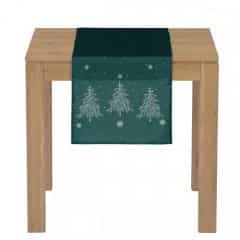 Běhoun s vánočním motivem, stromek na zeleném podkladu, 40x150 cm,100 % polyeste UBR048