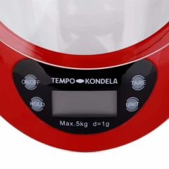 TEMPO-KONDELA GELSA, digitální kuchyňská váha, červená