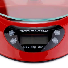 TEMPO-KONDELA GELSA, digitální kuchyňská váha, červená