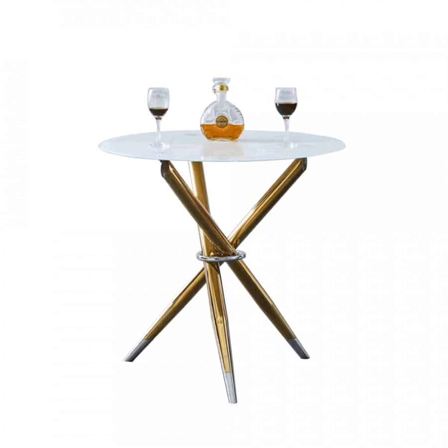 Levně Tempo Kondela Jídelní stůl/kávový stolek DONIO - bílá/gold chrom zlatý + kupón KONDELA10 na okamžitou slevu 3% (kupón uplatníte v košíku)