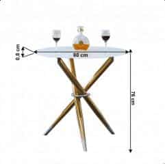 Jídelní stůl/kávový stolek, bílá / gold chrom zlatý, průměr 80 cm, DONIO