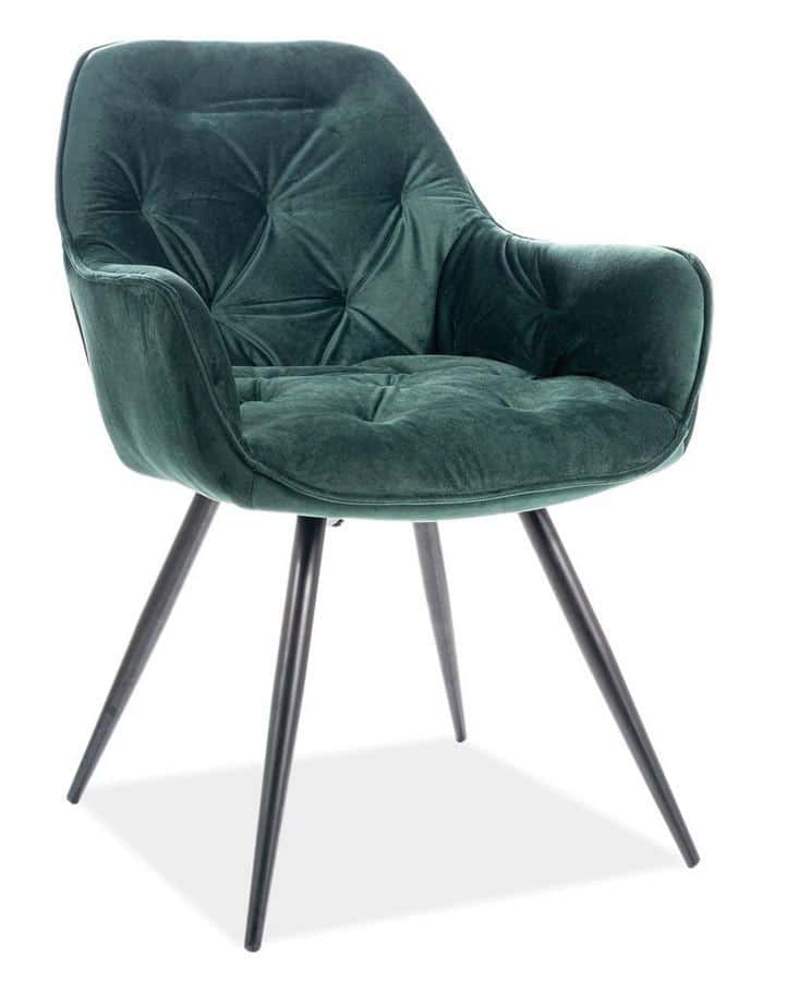 Levně Casarredo Jídelní čalouněná židle BERI velvet zelená/černá