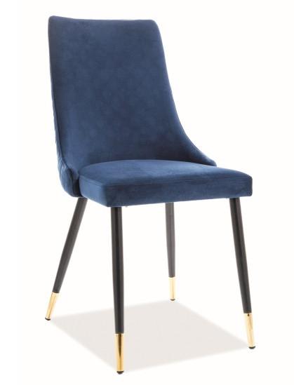 Levně Casarredo Jídelní čalouněná židle NOPI velvet modrá/černá/zlatá